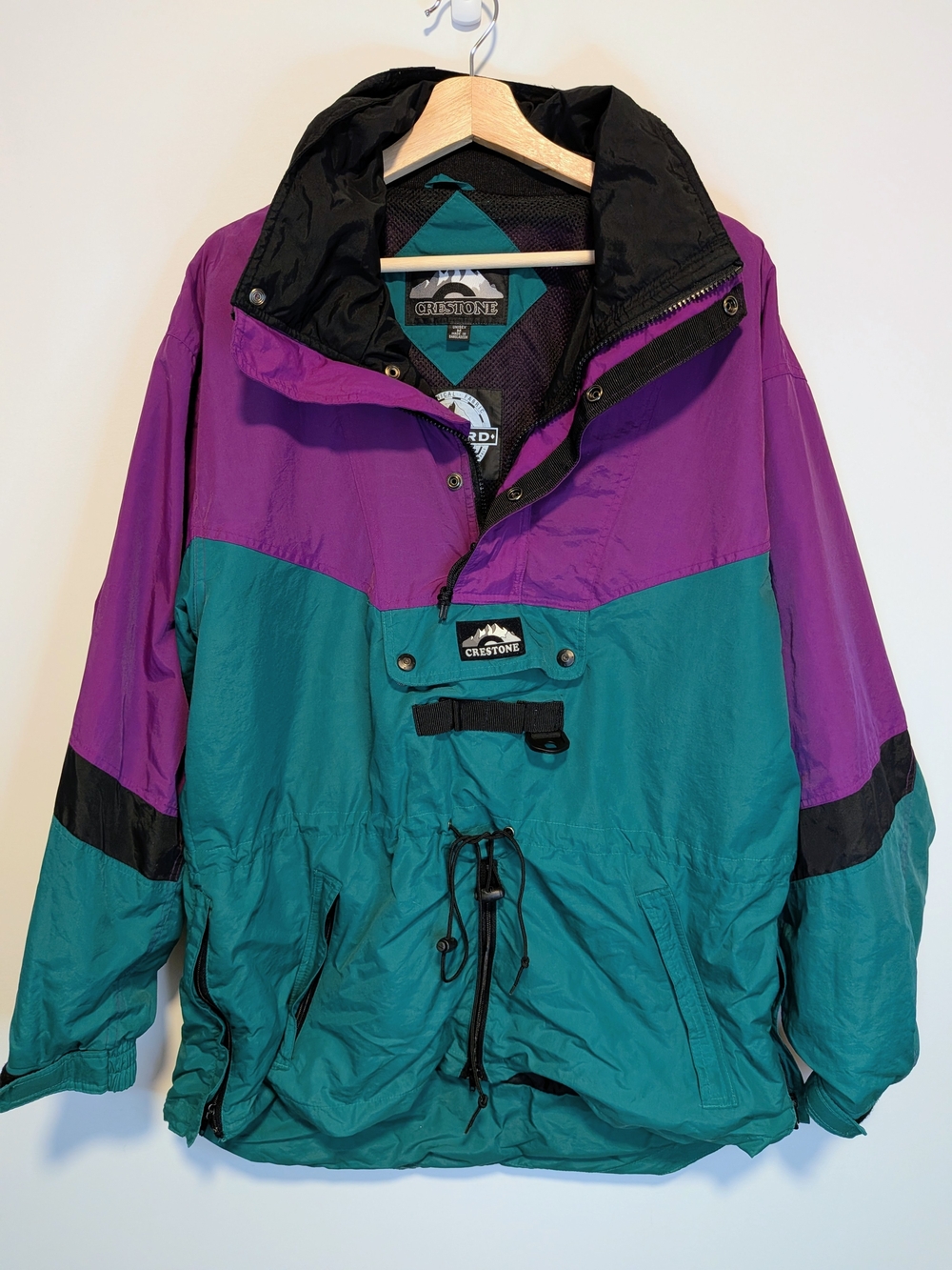 Crestone Colorblock Pullover Anorak Purple Teal 90s Style Unisex M